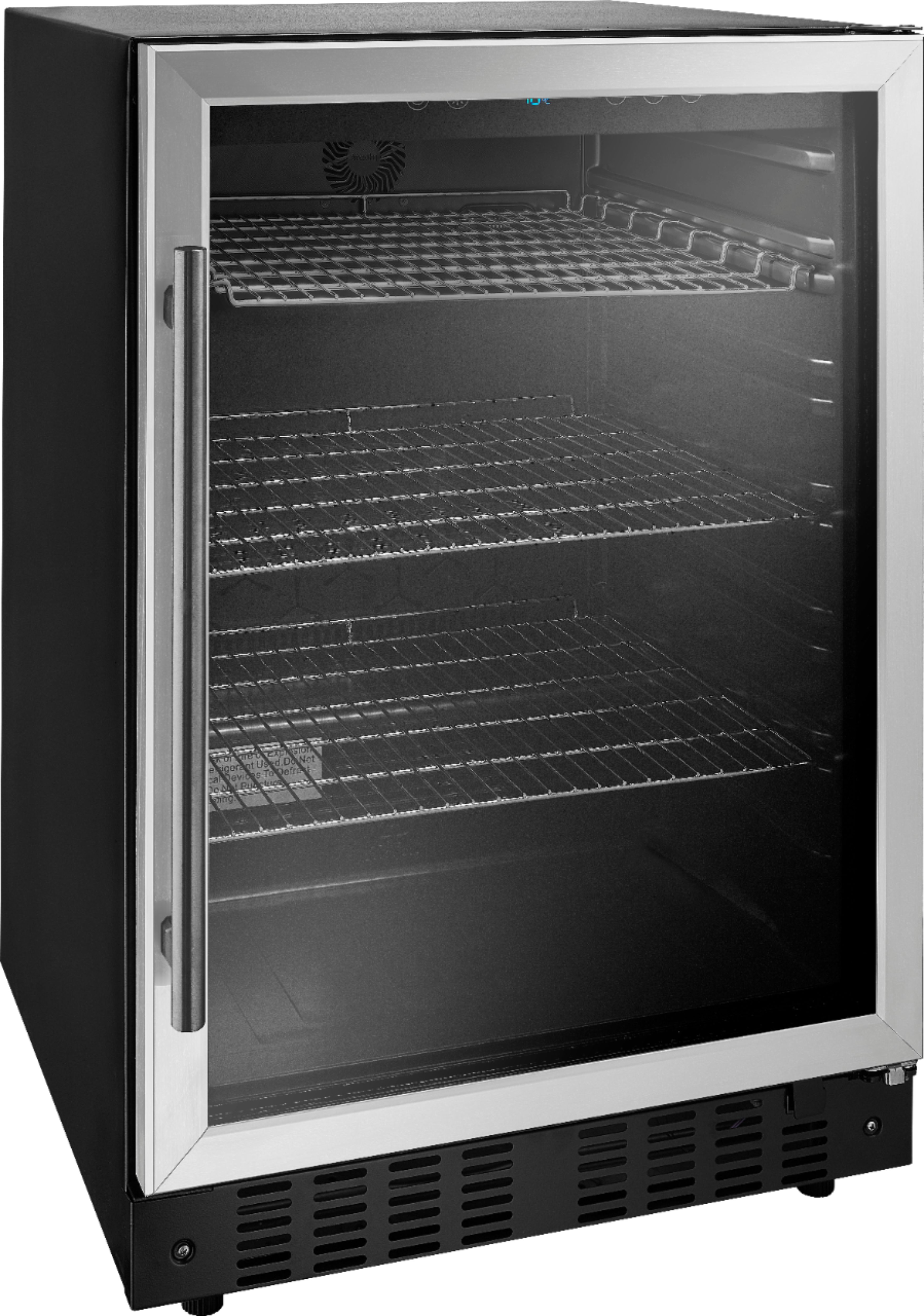 Left View: Insignia™ - 165-Can Built-In Beverage Cooler - Stainless Steel