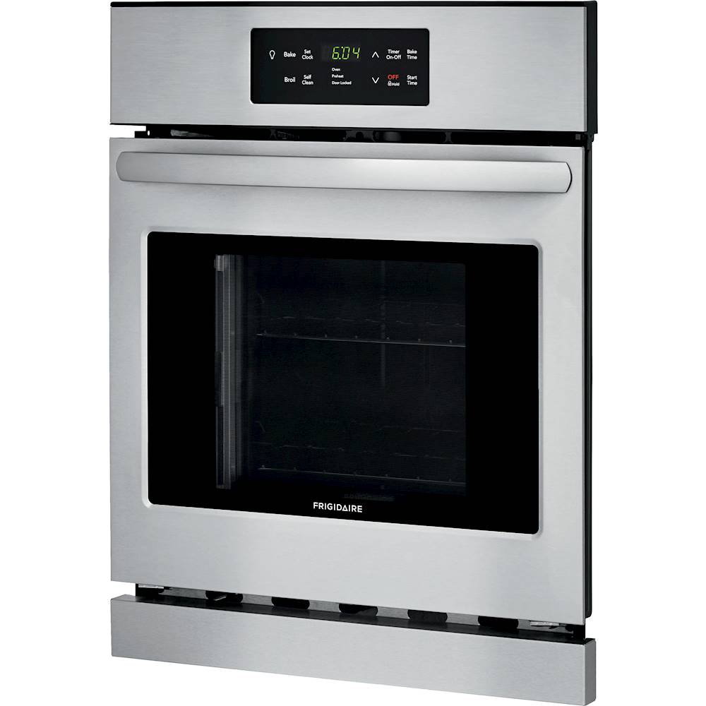 Left View: GE Profile - 30" Smart Built-In Single Electric Convection Wall Oven with Air Fry & In-Oven Camera - Black stainless steel