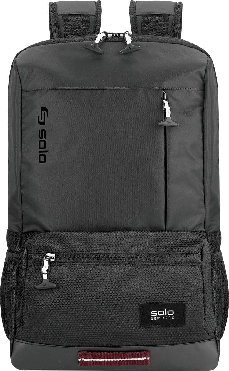 Front. Solo New York - Varsity Collection Draft Laptop Backpack for 15.6" Laptop - Black.