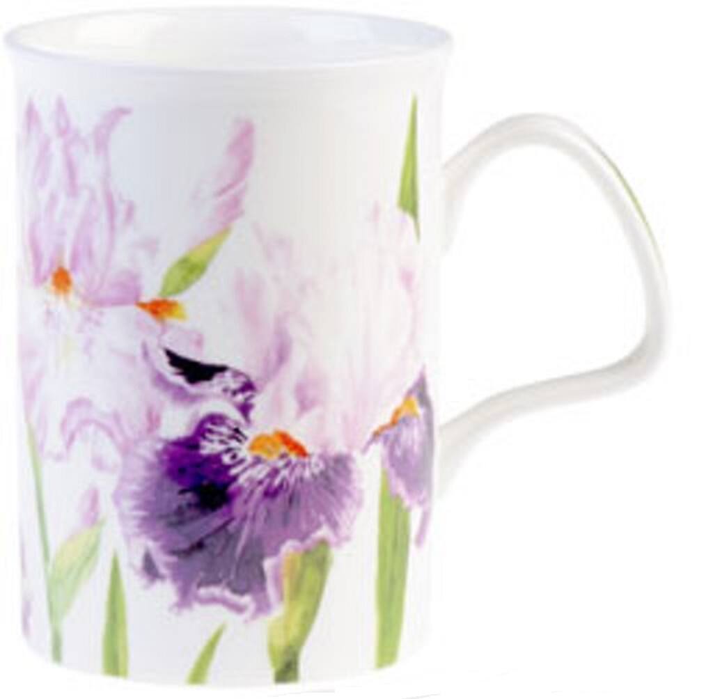 Left. Jiallo - Roy Kirkham Lancaster Mug - Iris, Set of 6, Bone China Ceramic, Made in England - Mutli color.