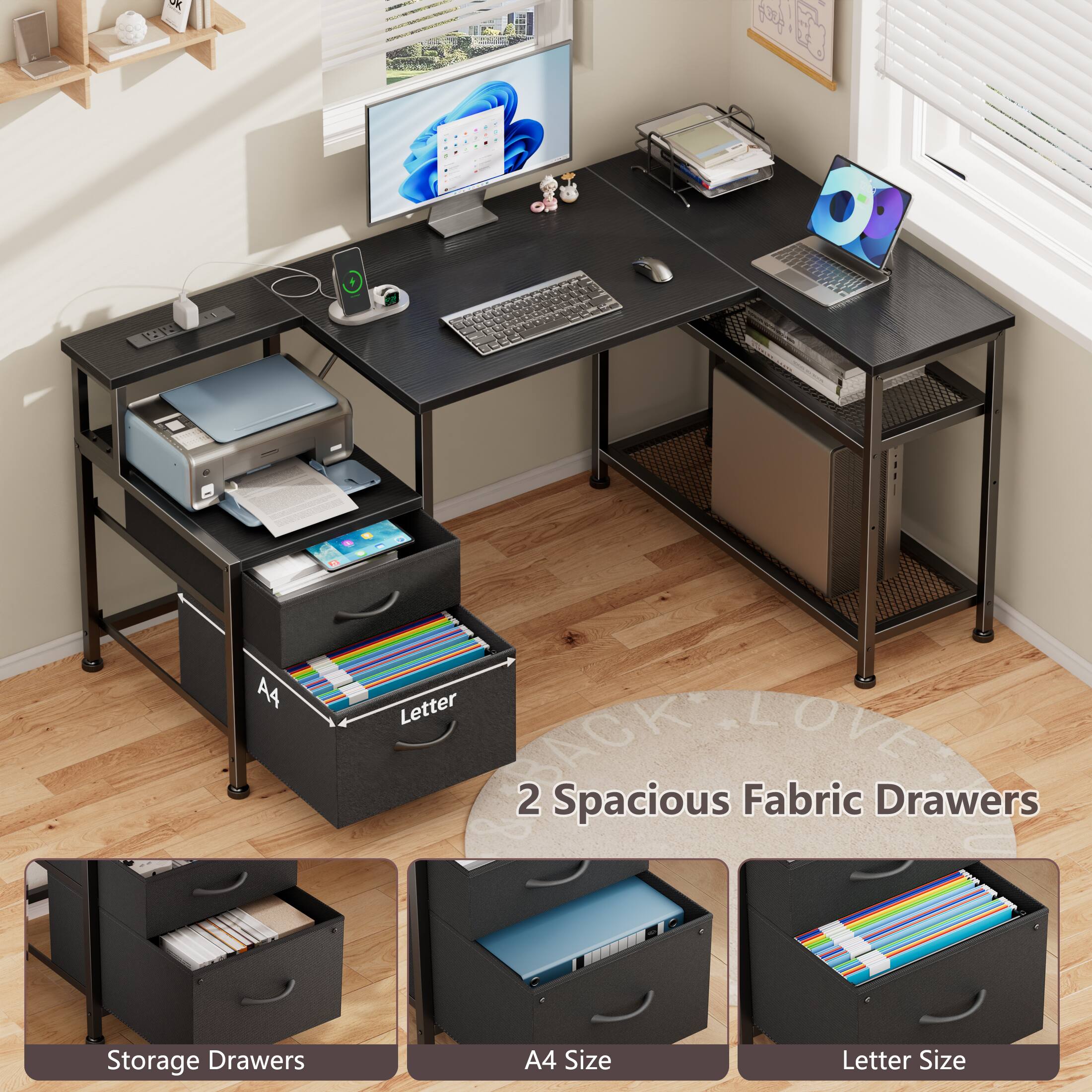 F C 1 AA Letter LOVE ACK 2 Spacious Fabric Drawers Storage Drawers A4 Size Letter Size