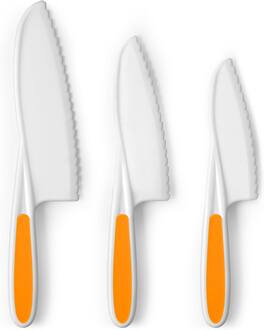 Zulay Kitchen - 3-Piece Kids Knife Set for Real Cooking & Baking - Toddler Knives for Cutting Fruits, Veggies, & Cake - Apricot Orange