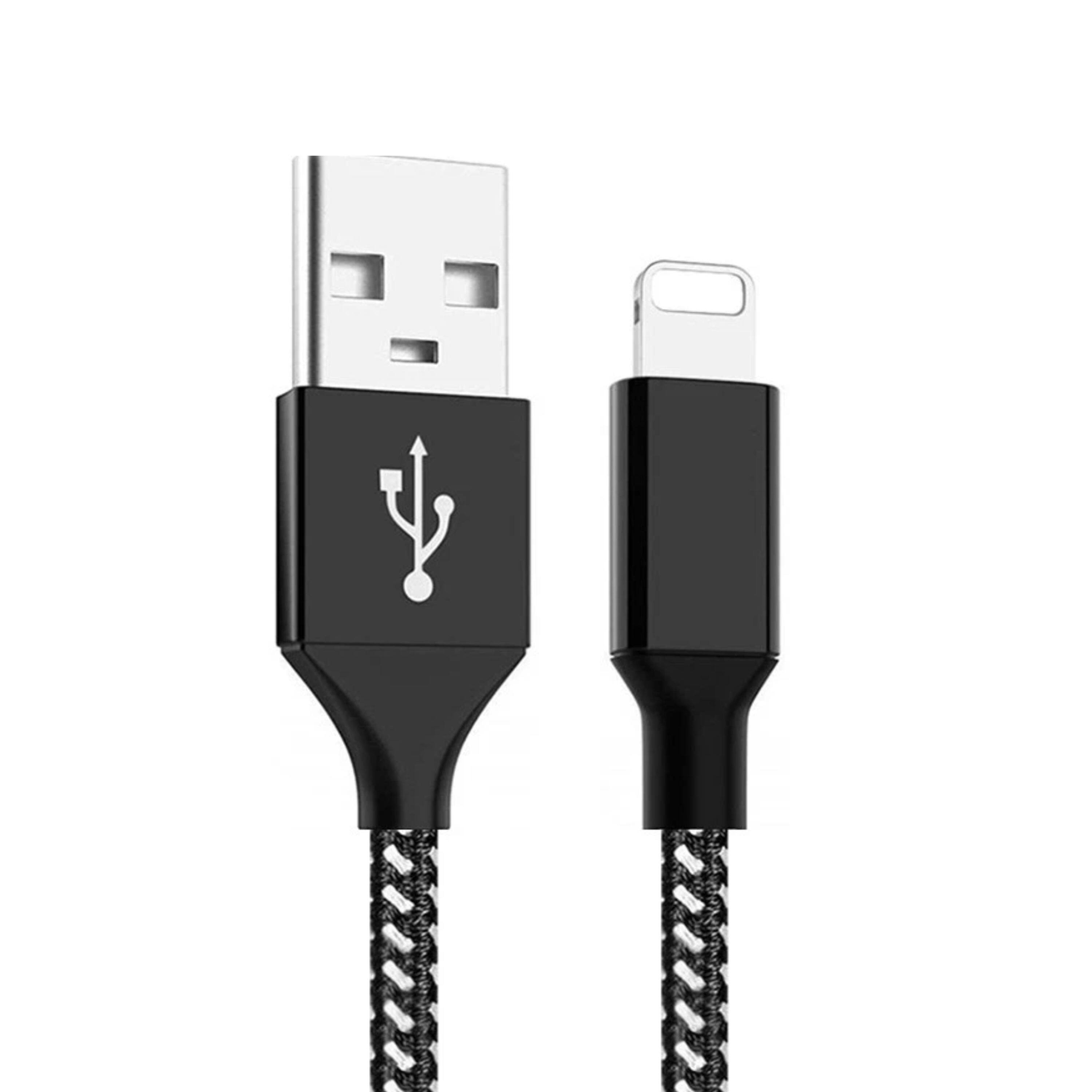 Front. Kitcheniva - Braided Fast Charge USB Cord Durable Cable 10 Ft For iPhone Series Gray 2 Pack.