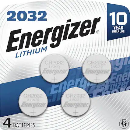 Front. Energizer - 2032 Batteries (4 Pack), 3V Lithium Coin Batteries - Silver.