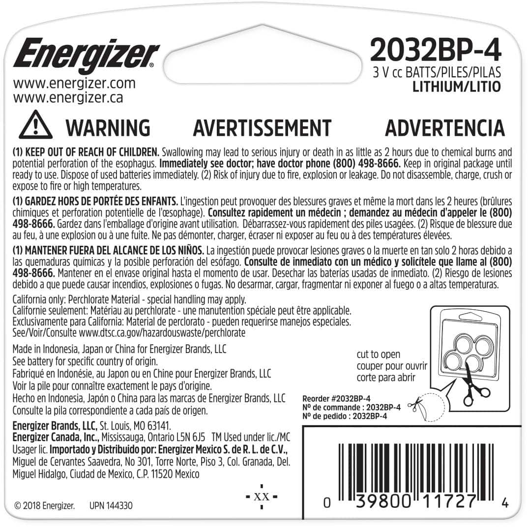 Alt View 1. Energizer - 2032 Batteries (4 Pack), 3V Lithium Coin Batteries - Silver.