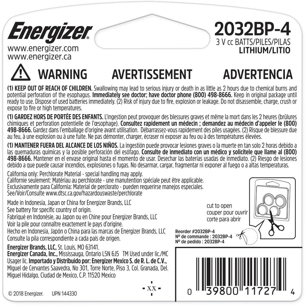 Alt View 1. Energizer - 2032 Batteries (4 Pack), 3V Lithium Coin Batteries - Silver.