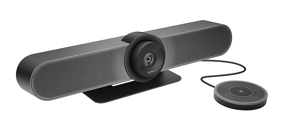 Front. Logitech - MeetUp 4K Ultra HD Video Conferencing Kit with Expansion Microphone for Huddle Rooms - Black.