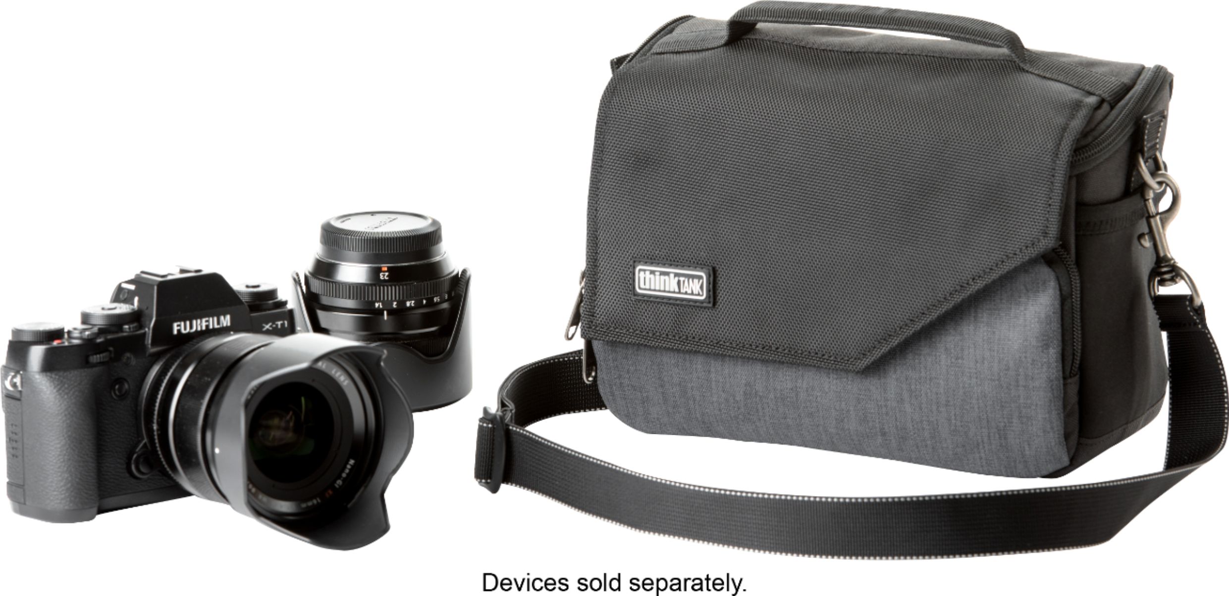 Left View: thinkTank - Mirrorless Mover Camera Shoulder Bag - Gray/Black
