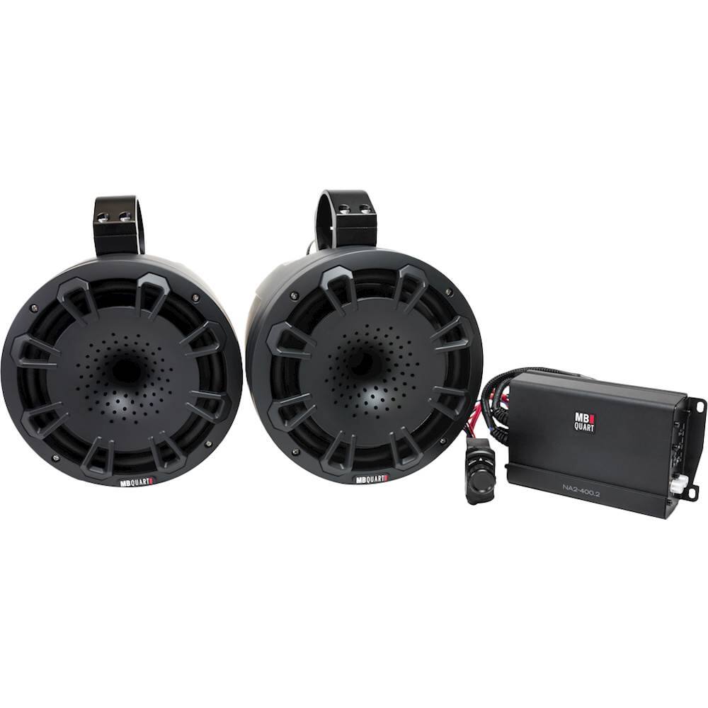 Front. MB Quart - 8" 2-Way UTV-tuned Speakers with Composite Poly Cones (Pair) - Black.