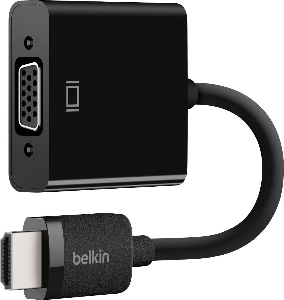 Angle View: Belkin - Male-HDMI-to-Female-VGA Adapter - Black