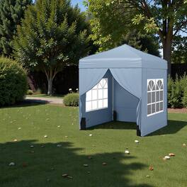 Hivvago - Pop-Up Shade Tent 6.5×6.5 FT with Sidewall Set and Wheel-Equipped Bag - Gray