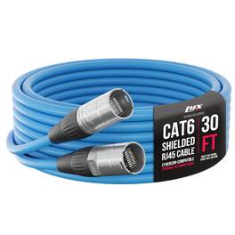 Lyxpro - Shielded Cat6 Cable, RJ45 Ethercon Cable - Male to Male, 30 feet - Blue