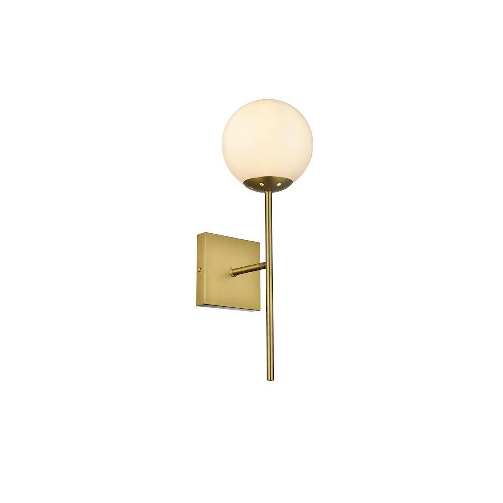 Angle. Living District - Neri 6 Inch Wall Sconce White Shade in Satin Gold - Satin Gold And White.
