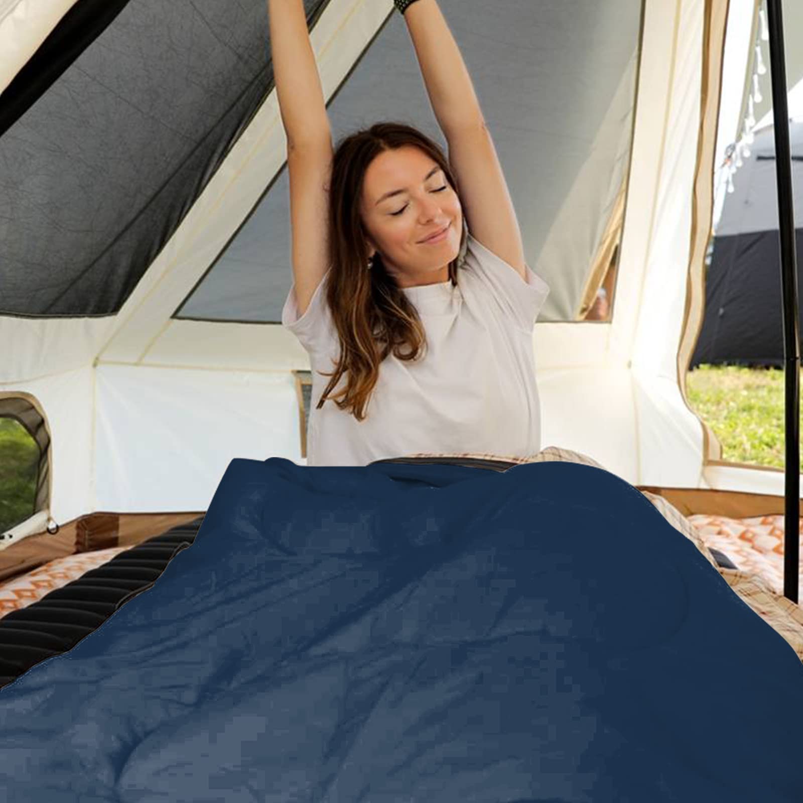 Alt View 7. Dapper Styles - Sleeping Bag For Adults Cold Weather Warm Big And Tall Flannel Bags With Sack Portable Waterproof Gear Acce... - 90" x 35" | 5°~39°F BLACK-Left Zip.