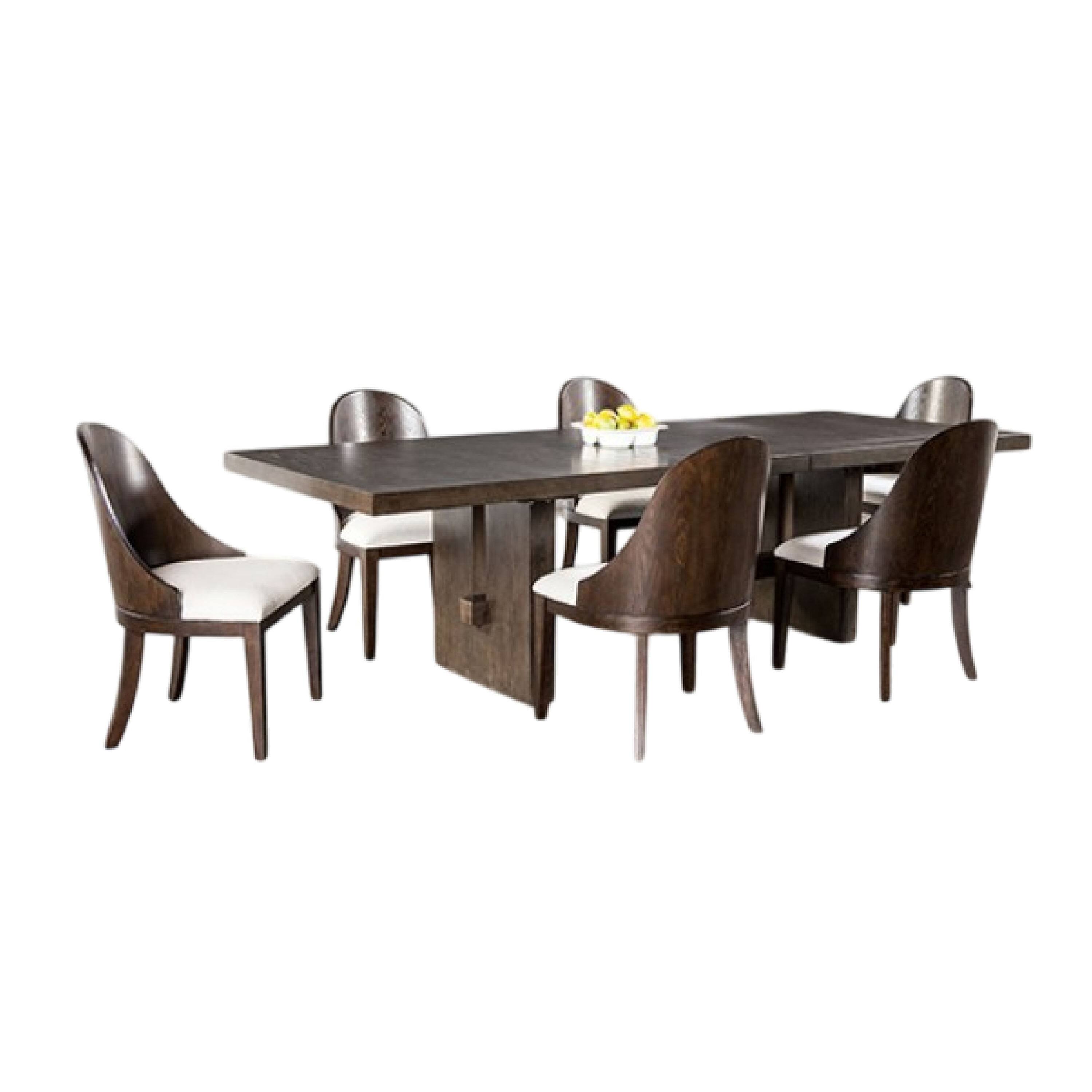 Alt View 1. Manhattan Lane - Mordy 9pc Dining Table Set, 72-90 Inch Expandable Leaf, 8 Chairs - Dark Walnut Brown, Off-White.