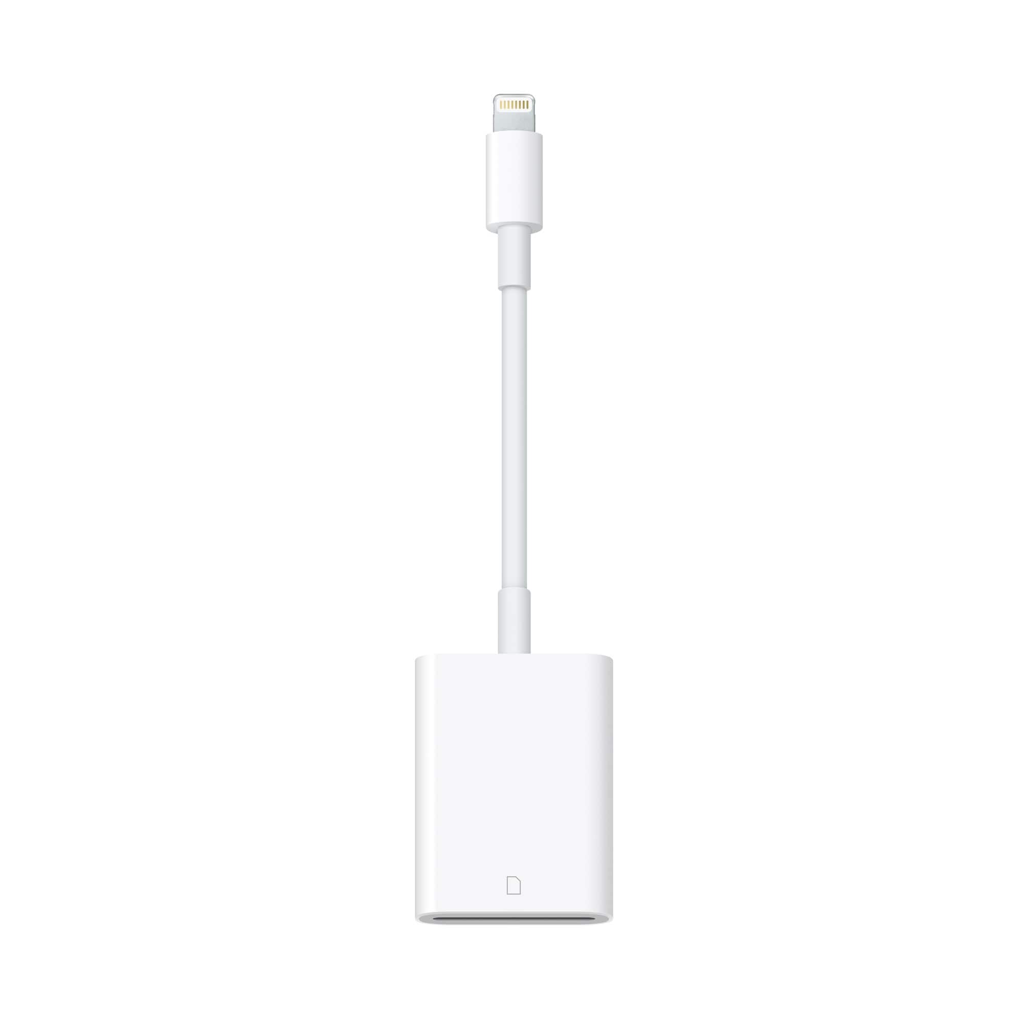 Front. Apple - Lightning to SD Card Camera Reader - White.