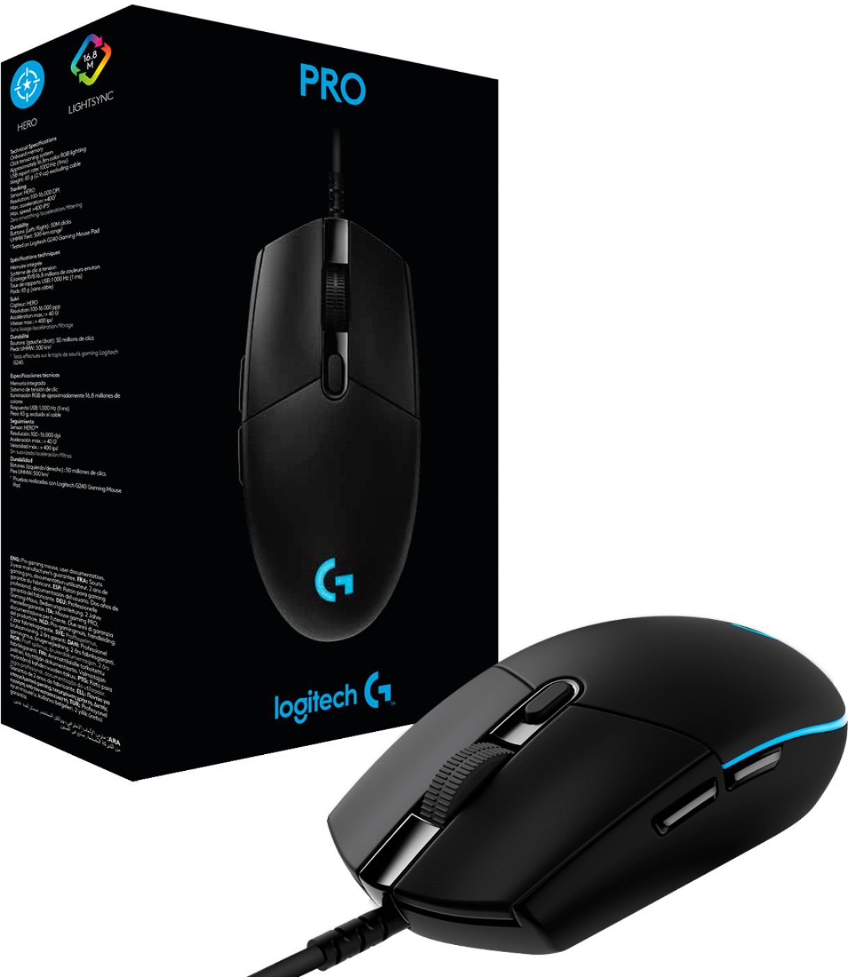 logitech g pro hero wired weight