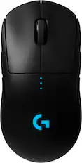 Front. Logitech - PRO Lightweight Wireless Optical Ambidextrous Gaming Mouse with RGB Lighting - Black.