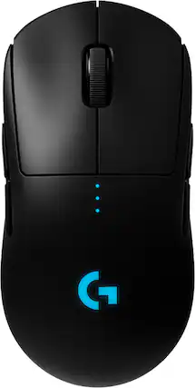 Front. Logitech - PRO Lightweight Wireless Optical Ambidextrous Gaming Mouse with RGB Lighting - Black.