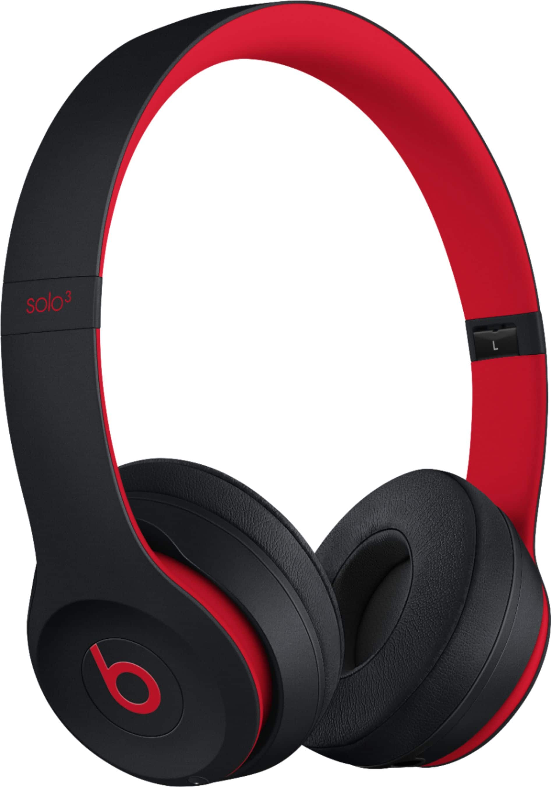 Angle. Beats - Geek Squad Certified Refurbished Beats Solo³ Wireless Headphones - The Beats Decade Collection - Defiant Black-Red.