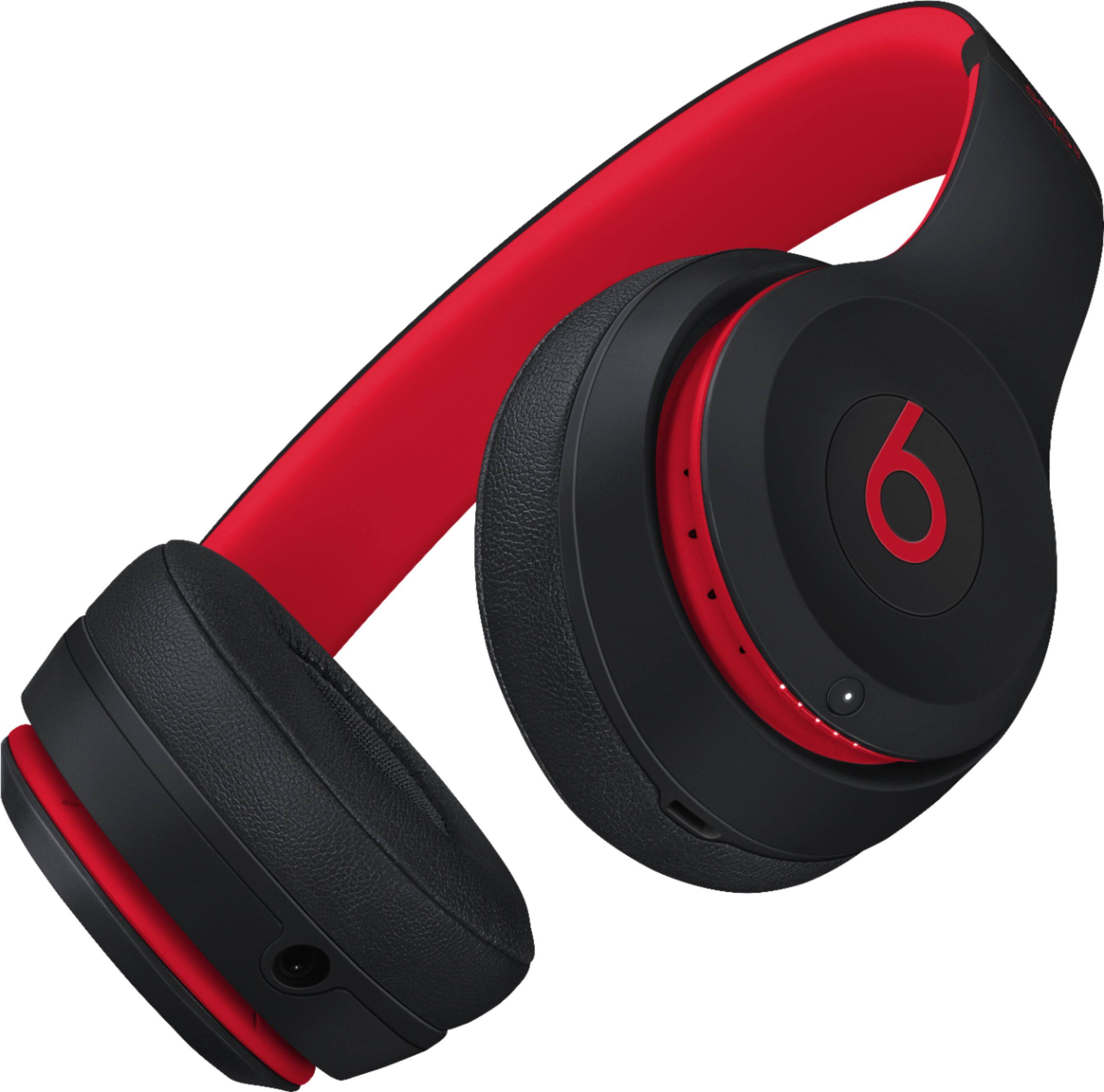 Alt View 12. Beats - Geek Squad Certified Refurbished Beats Solo³ Wireless Headphones - The Beats Decade Collection - Defiant Black-Red.