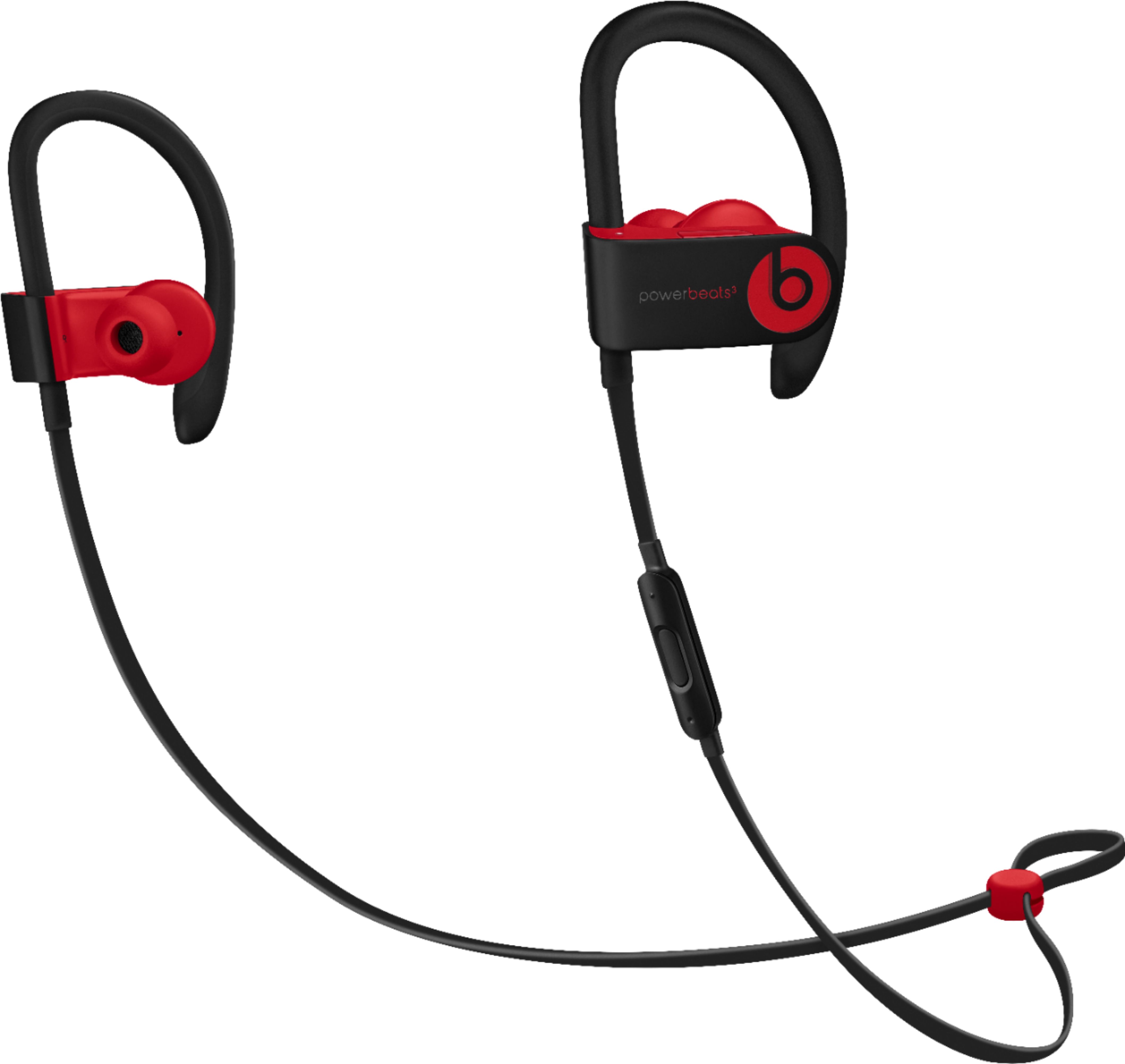 Left View: Beats by Dr. Dre - Geek Squad Certified Refurbished Powerbeats³ Wireless Earphones - The Beats Decade Collection - Defiant Black-Red