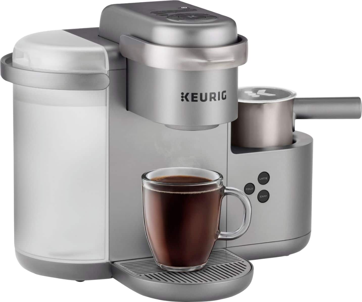 Angle. Keurig - K-Cafe Special Edition Single Serve K-Cup Pod Coffee Maker with Milk Frother - Nickel.