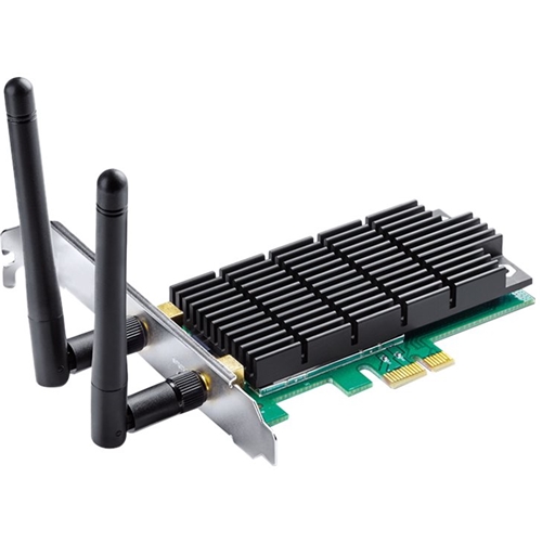 Left View: TP-Link - AC1300 Dual-Band Wireless PCI Express Card - Black
