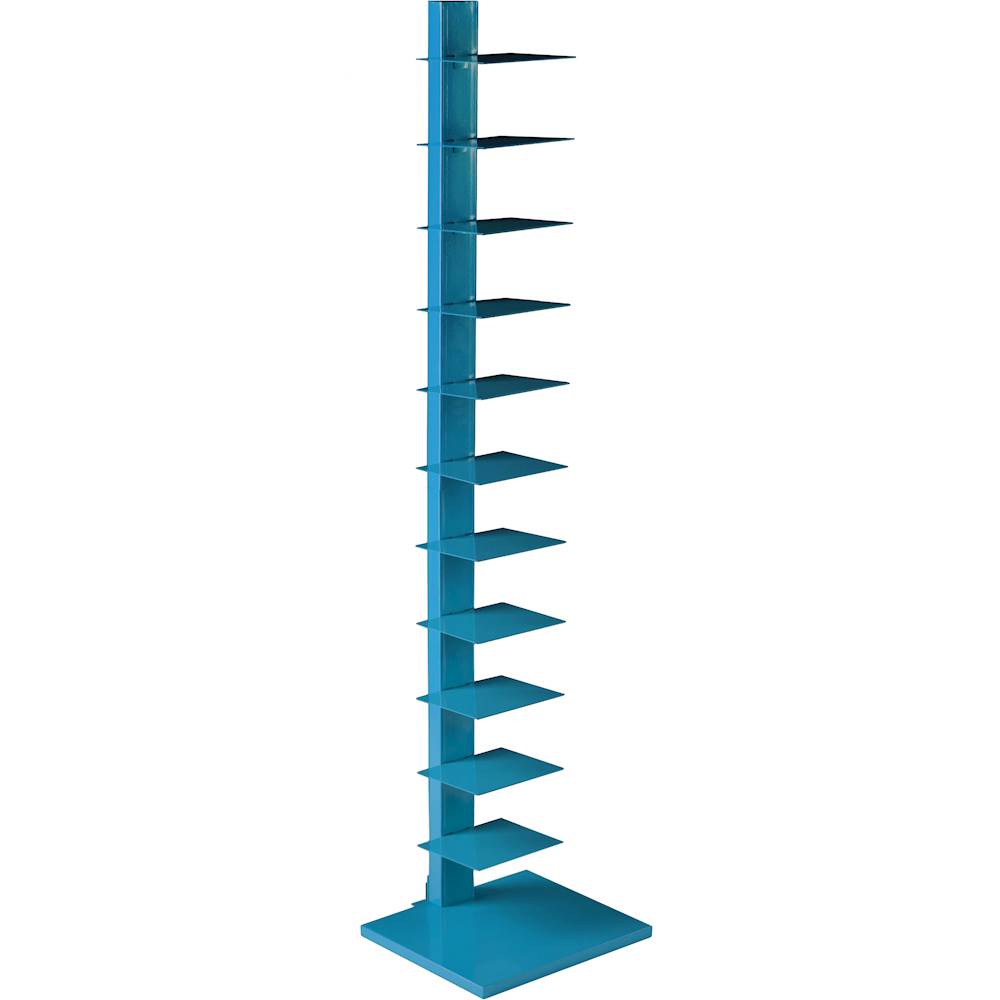 Angle View: SEI Furniture - 12-Shelf Spine Tower Bookcase - Bright Cyan