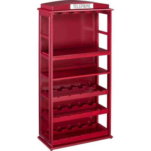 SEI - Phone Booth Bar Cabinet With Wine Storage - Rich Burgundy Red