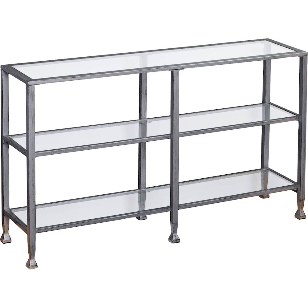 Angle View: SEI - Jaymes Metal/Glass 3-Tier Console Table - Silver With Black Distressing