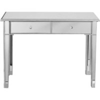 SEI Furniture - Mirage Mirrored 2-Drawer Console Table - Matte Silver - Front_Zoom