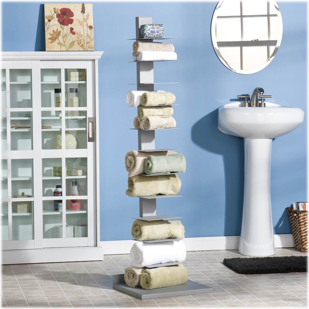 Sei 11 Shelf Spine Tower Bookcase Silver Ms0895 Best Buy