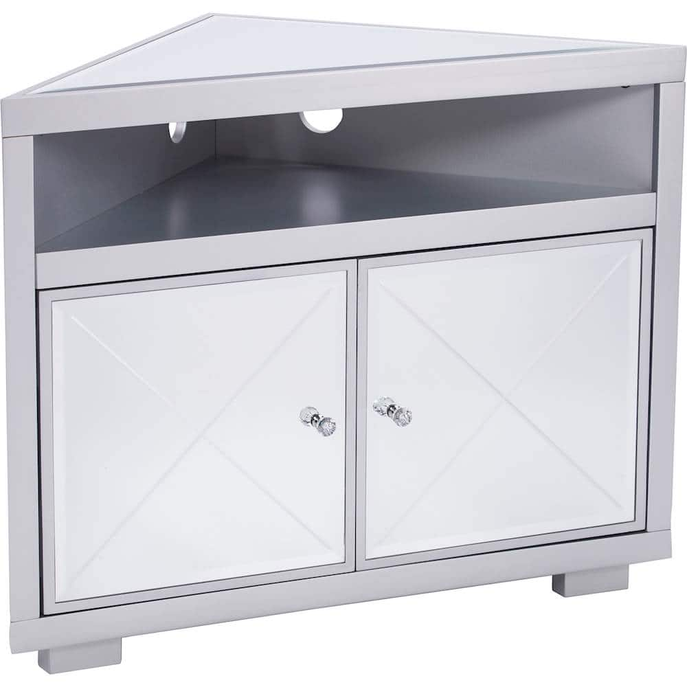 Angle View: SEI - Mirage Mirrored Corner TV Stand for Most Flat Screen TVs Up to 34.8" - Matte Silver/Mirror