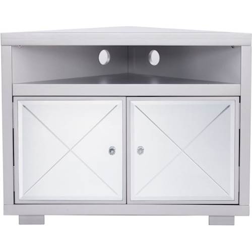 SEI - Mirage Mirrored Corner TV Stand for Most Flat Screen TVs Up to 34.8" - Matte Silver/Mirror