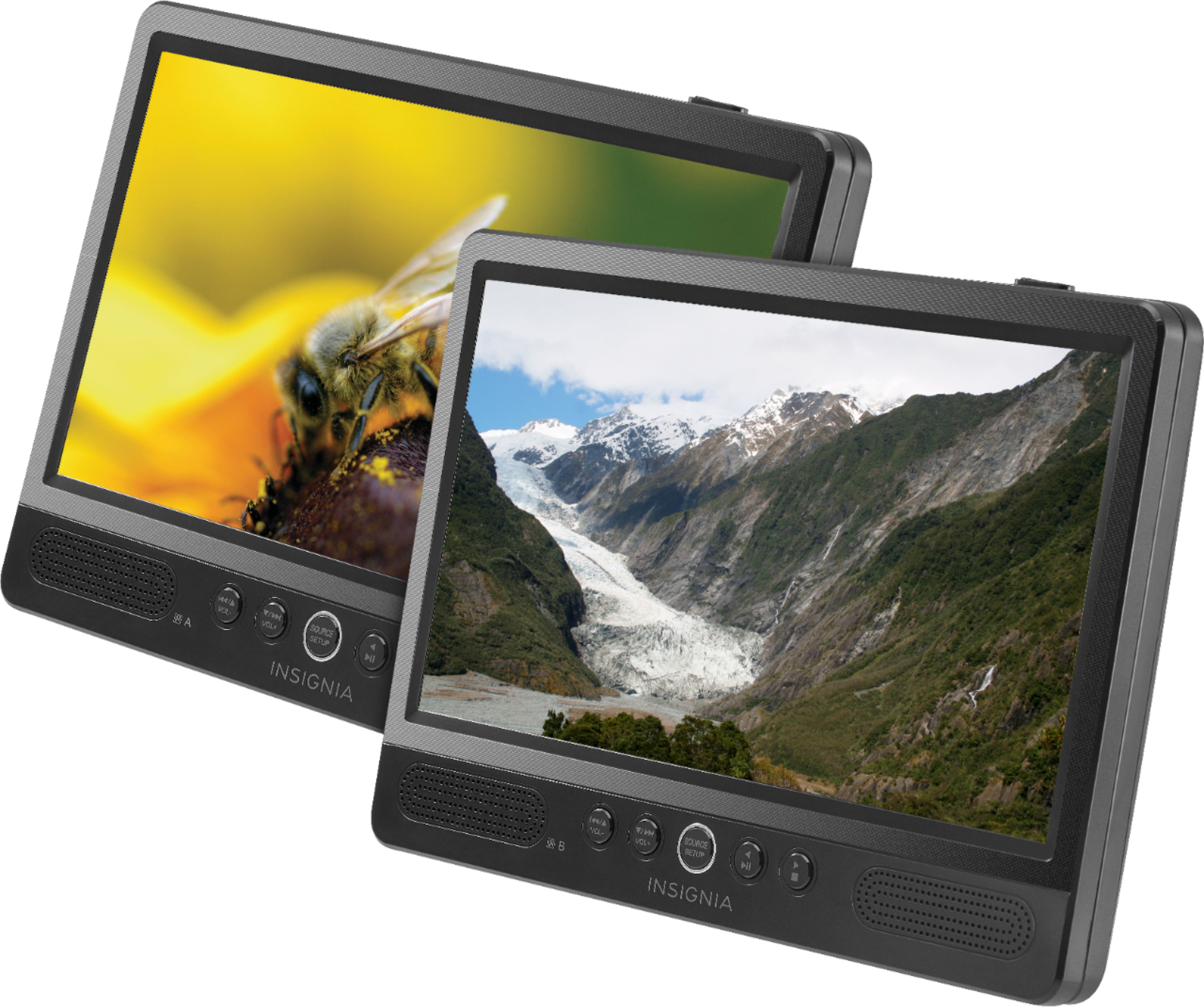 Left View: Insignia™ - 10" Dual Screen Portable DVD Player - Black