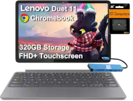 Lenovo - Upgraded - Duet 11 Chromebook 11" FHD+ LCD Touchscreen 2-in-1 Laptop - MediaTek Kompanio 838 - 4GB RAM - 64GB+256GB SD - keyboard - Luna Grey