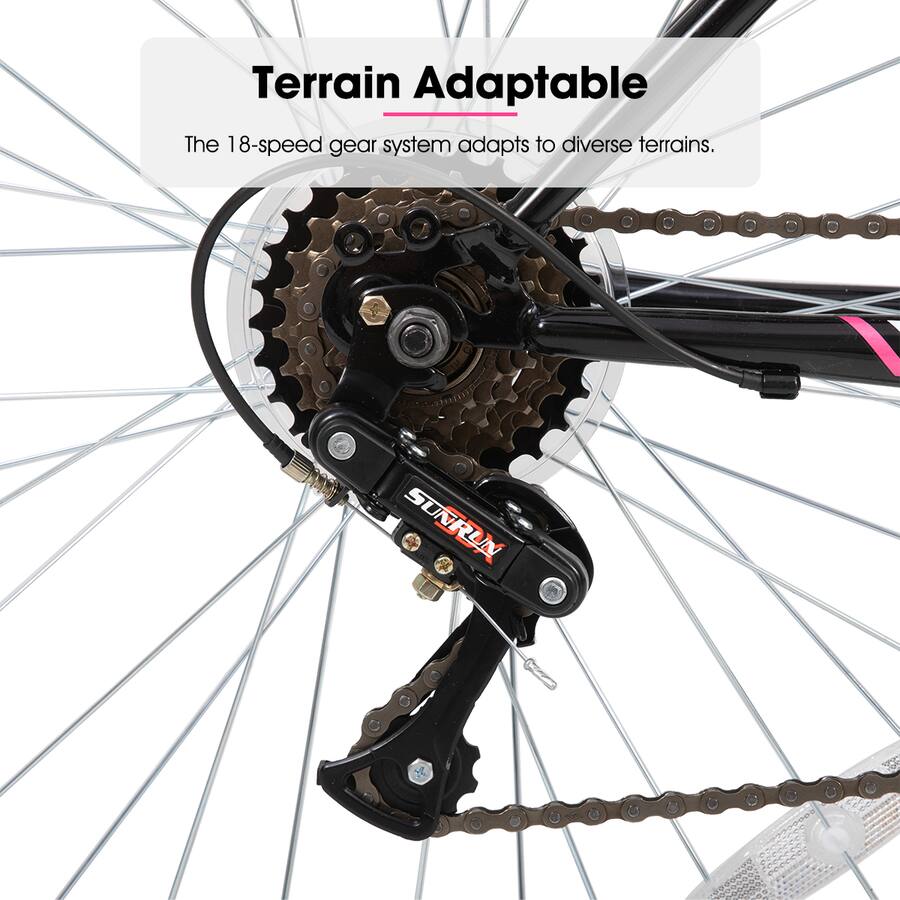 Hiland BAMCBASE Bici Da Montagna Adulti 21 Velocità - Telaio In Acciaio Al Carbonio, Freni A V, Ruote 24/26 Pollici - Unisex, Colore Nero/Bianco