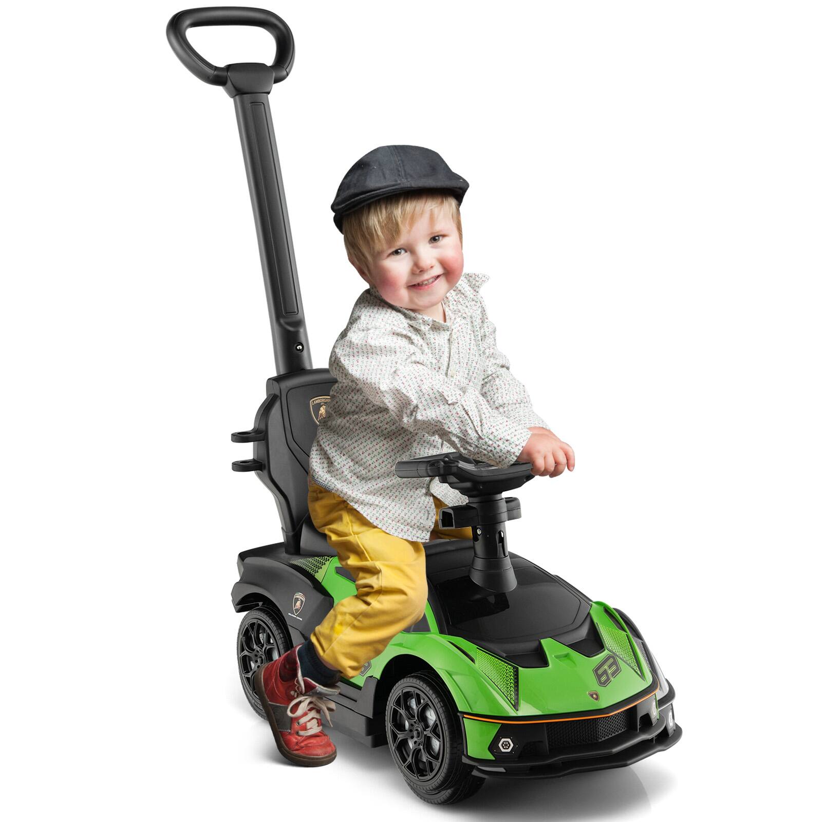 Alt View 9. Costway - Costway 3-in-1 Licensed Lamborghini Ride on Push Car Stroller Sliding Car w/ Sound - Green.