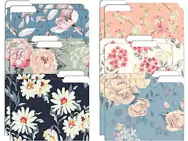 Better Office - Traditional Floral Heavyweight File Folders, 1/3-Cut Tab, 12/Pack (80010-12PK) - Assorted Colors
