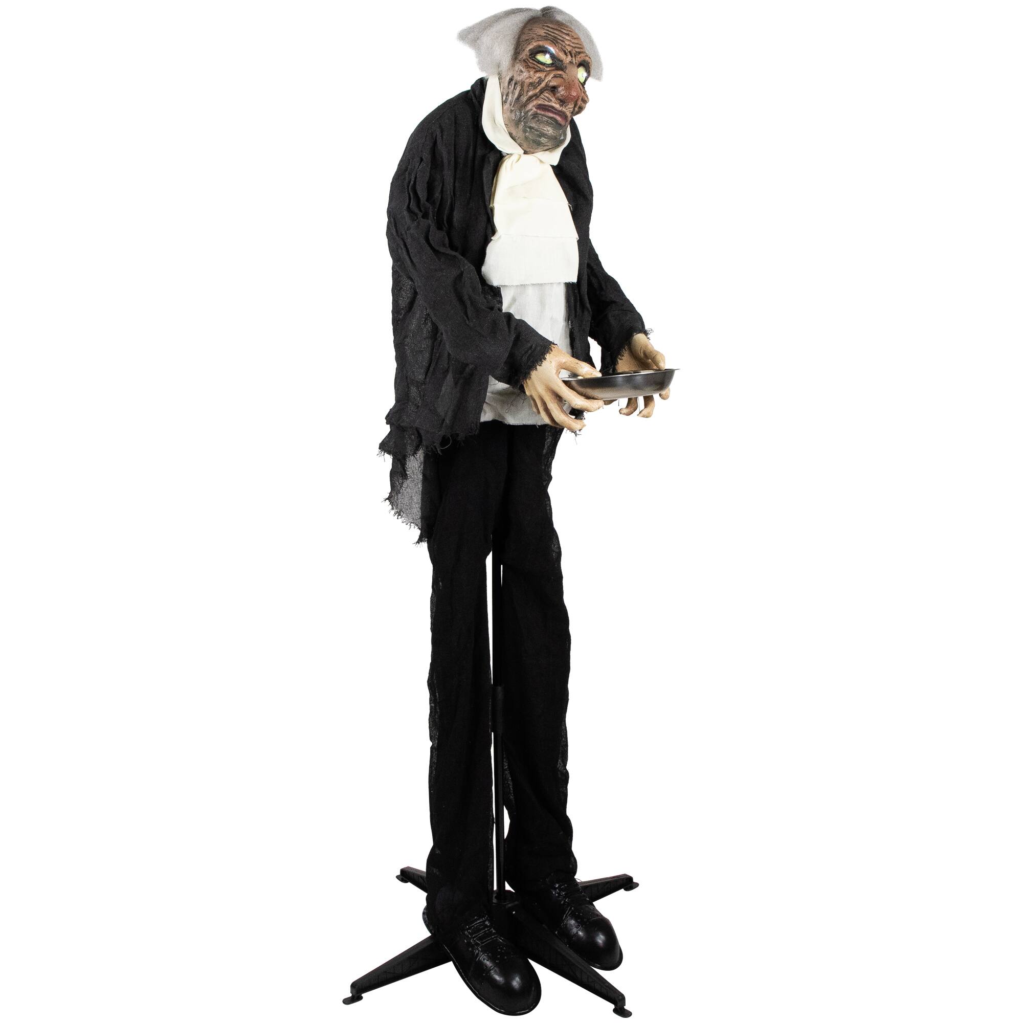 Alt View 2. Northlight - LED Lighted Animated Butler with Sound Halloween Decoration - 5.5' - Clear Lights - Gray.