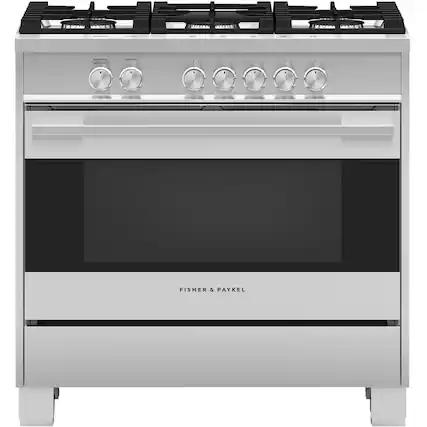 Front. Fisher & Paykel - 4.9 Cu. Ft. Freestanding Gas Convection Range - Brushed Stainless Steel.