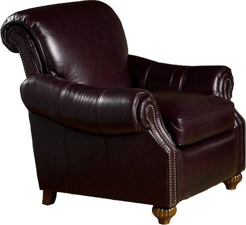 Angle Standard. Opulence Home - Fitzgerald Leather Chair - Antique Burgundy.