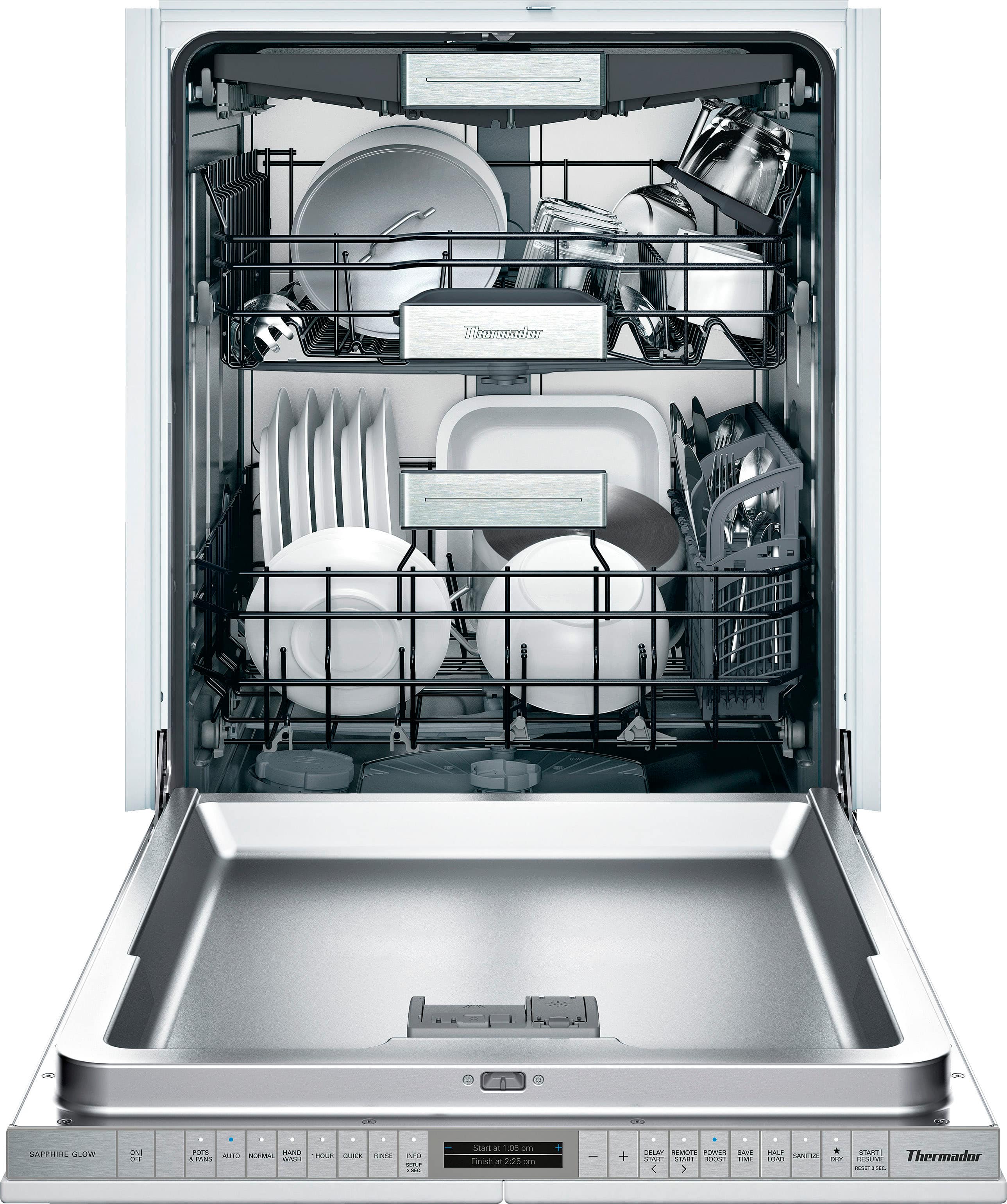 Alt View 11. Thermador - Sapphire 24" Top Control Smart Built-In Stainless Steel Tub Dishwasher, 42 dBA - Custom Panel Ready.