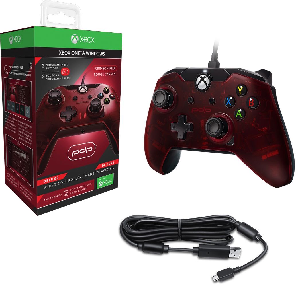 Best Buy Pdp Deluxe Wired Controller For Pc And Xbox One Red 048