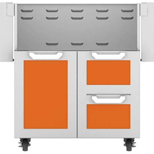 Angle View: Hestan - Double Drawer and Door Tower Cart for 30" Gas Grills - Orange