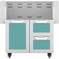 Angle Zoom. Hestan - Double Drawer and Door Tower Cart for 30" Gas Grills - Turquoise.