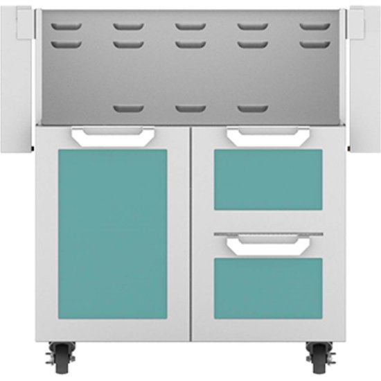 Angle Zoom. Hestan - Double Drawer and Door Tower Cart for 30" Gas Grills - Turquoise.