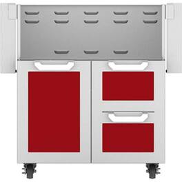 Hestan - Double Drawer and Door Tower Cart for 30" Gas Grills - Red