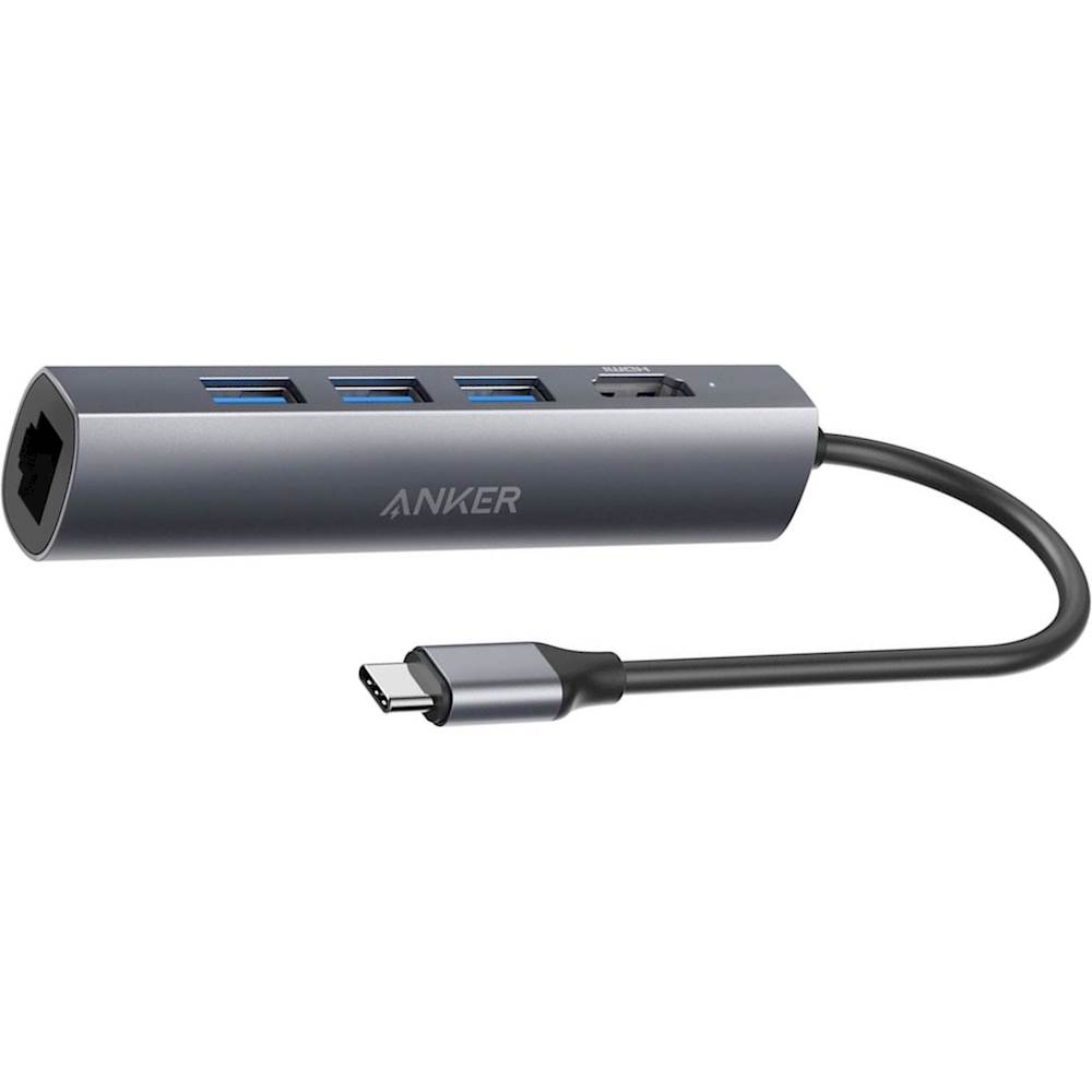 Best Buy: Anker Premium 3-Port Hub with Gigabit Ethernet Adapter Gray